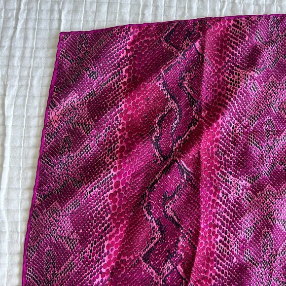 Burberry Pink Snakeskin Animal Print Silk Square Scarf - Picture 5 of 7